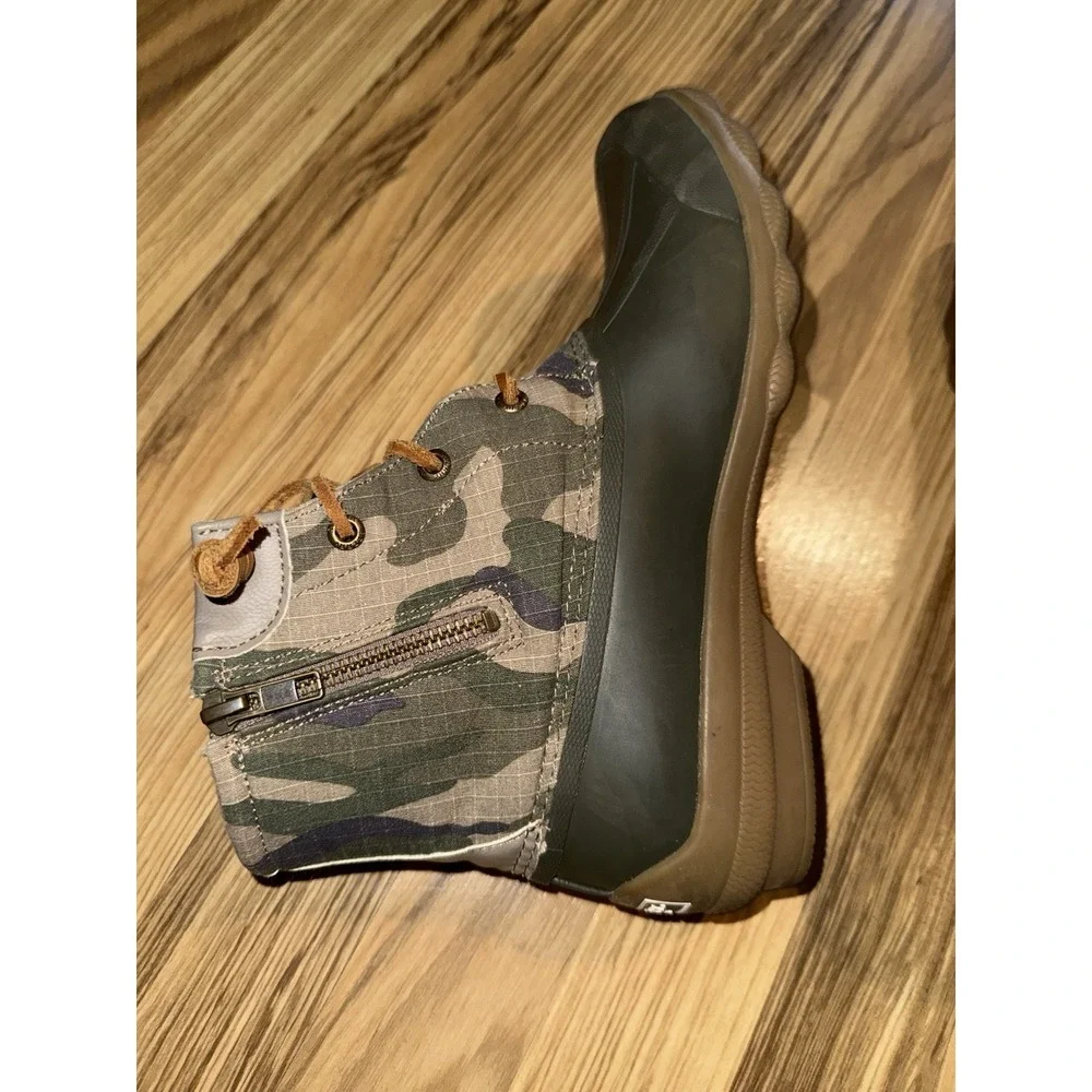 Sperry Syren Gulf Camo Driftwood Women's 8.5‎ Top-Sider Duck Boots green Tan